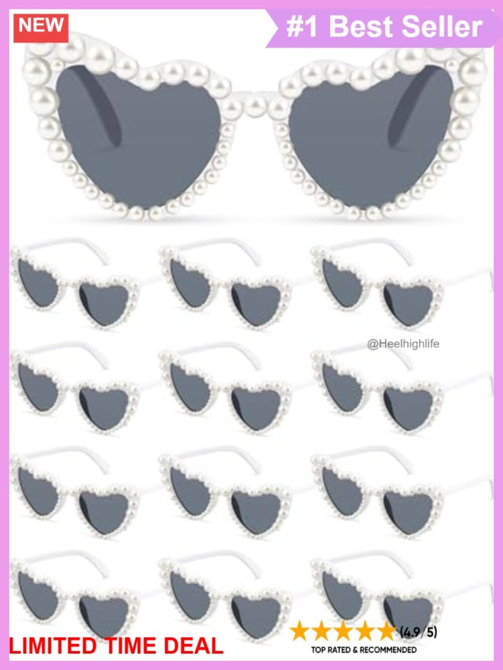 Heart Pearl Sunglasses UV50 Party Favor Set